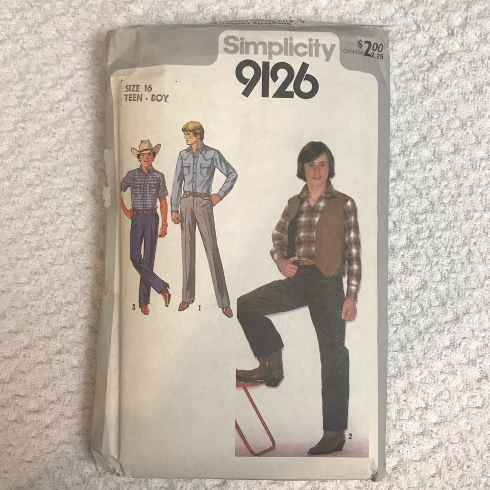 Simplicity Pattern Vintage Teen Boys Shirt Pants